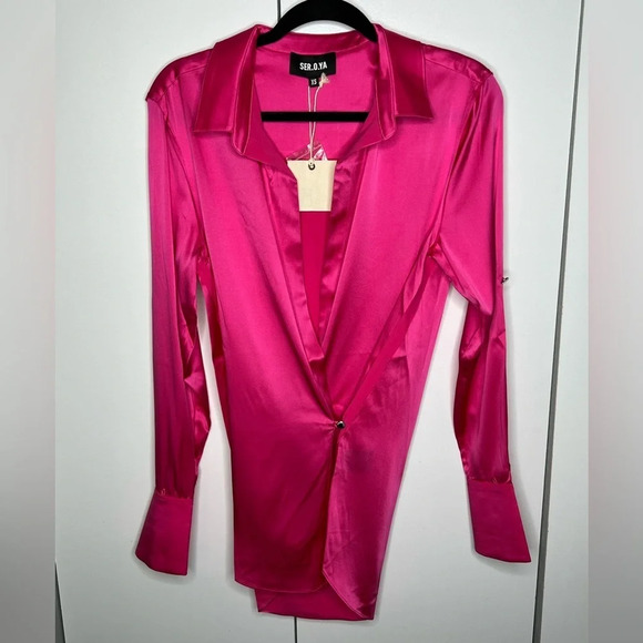 SER.O.YA - Raines shirt in Fuchsia Pink - Silk- NWT SIZE XS - Picture 2 of 7